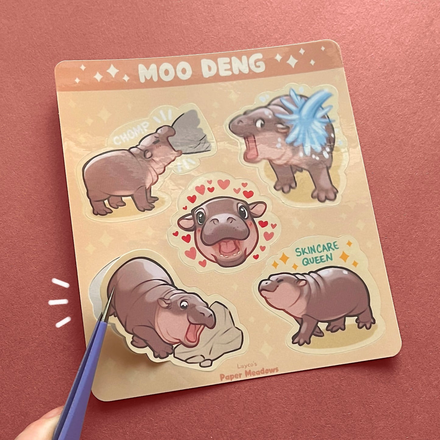 Moo Deng sticker sheet