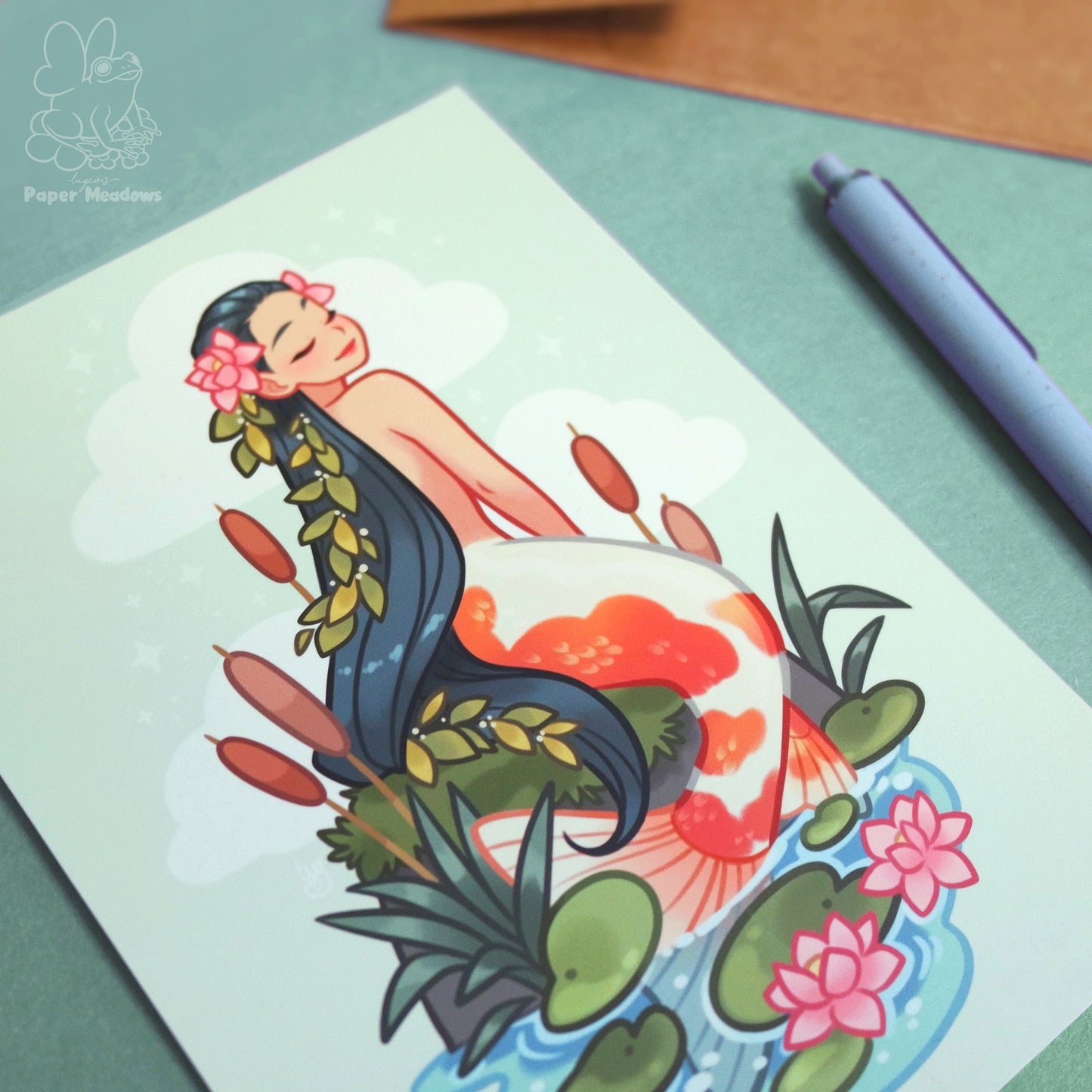 Koi Mermaid postcard print