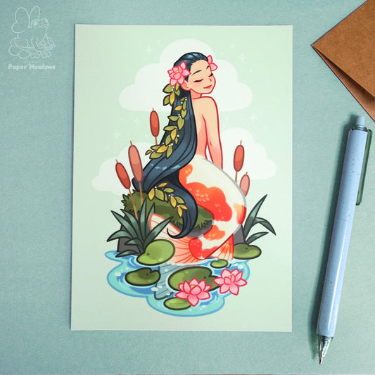 Koi Mermaid postcard print