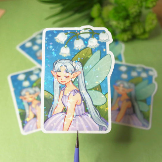 Lily of the Valley Fairy holographic sticker